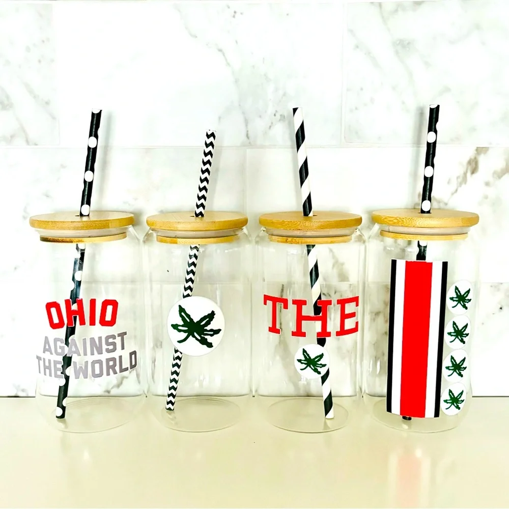 ⭕️🏈🏟 1 GLASS - Ohio State custom beer glass with lid - Picture 3 of 5